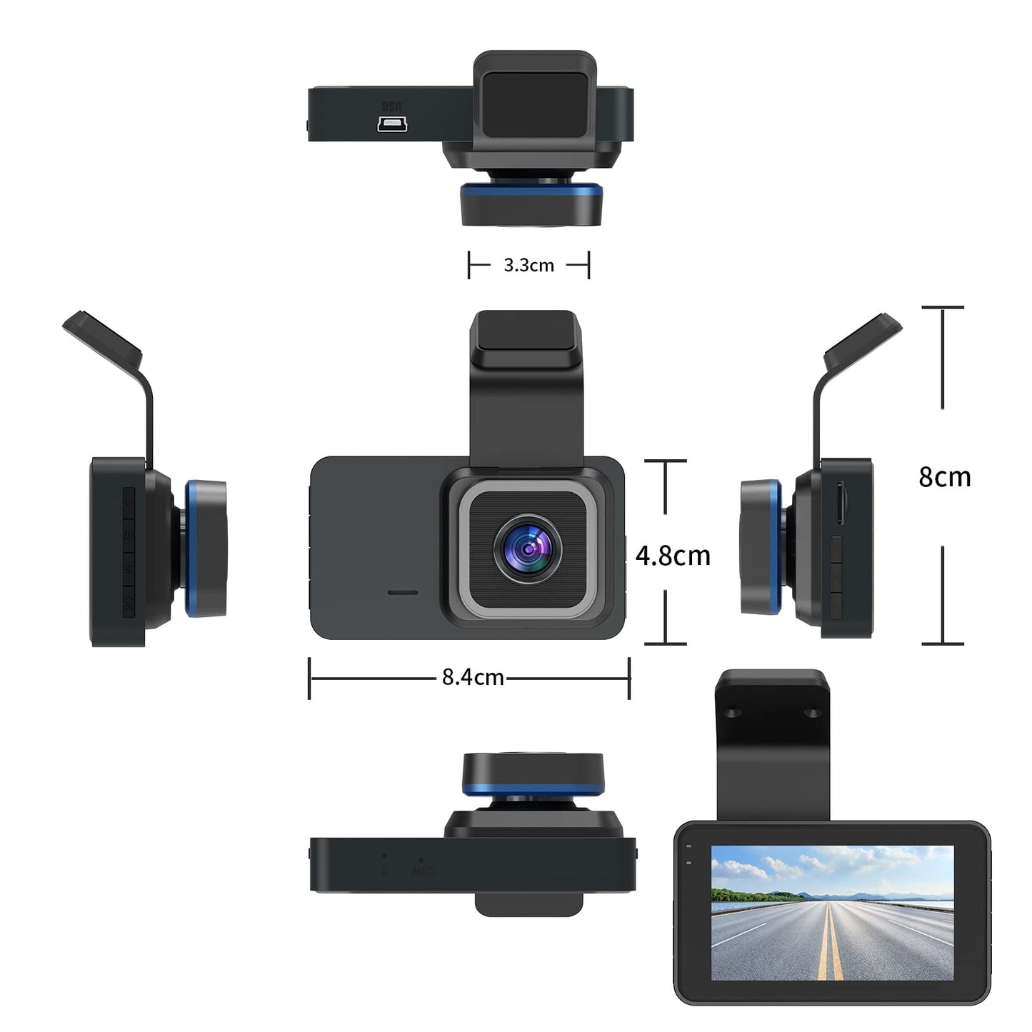 PRUVEEO Dash Cam Front and Rear, 1080P FHD Dash Camera for Cars, 3’’IPS Screen with 170°+140° Wide Angle,G-Sensor, Loop Recording,WDR,Night Vision,24H Parking Monitor,Motion Detection