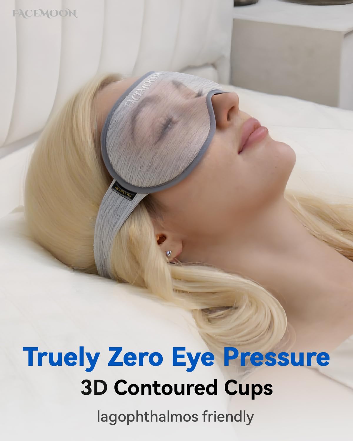 Weighted Eye Mask for Sleeping - Blackout Sleep Mask for Women Men, FACEMOON Lash Extension Eye Covers, Memory Foam, 3D Contoured, Airplane Travel Essentials, Blindfold for Meditation(Gray)