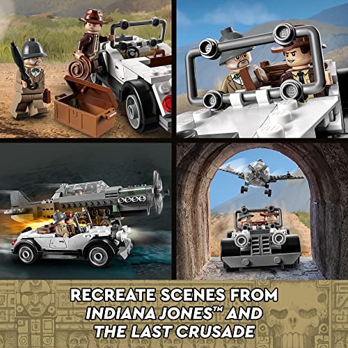 LEGO Indiana Jones and the Last Crusade Fighter Plane Chase 77012 Building Set, Featuring a Buildable Car Airplane Toy, 3 Minifigures Including Jones, Birthday Gift for Kids 8-12 Years Old