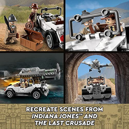 LEGO Indiana Jones and the Last Crusade Fighter Plane Chase 77012 Building Set, Featuring a Buildable Car Airplane Toy, 3 Minifigures Including Jones, Birthday Gift for Kids 8-12 Years Old