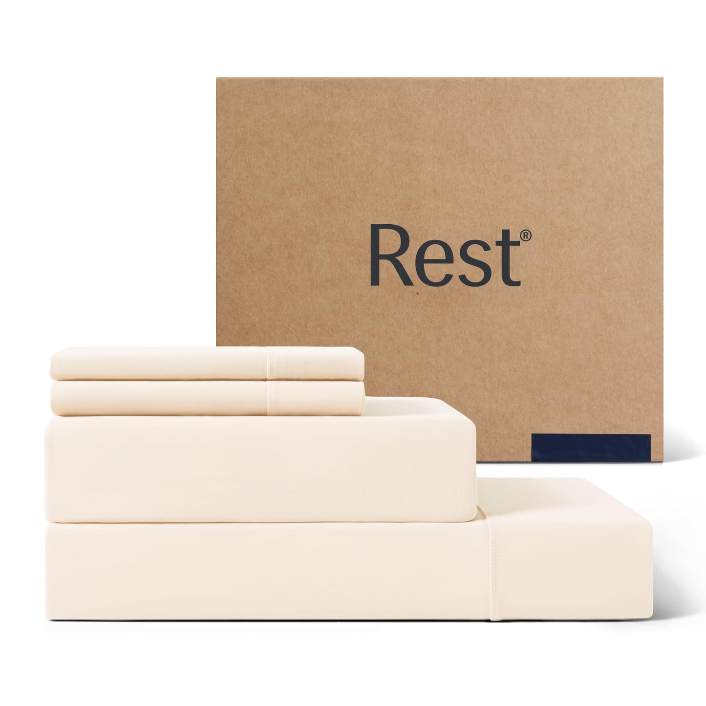 REST® Evercool®+ Cooling Sheet Set, Full Size, Snow Ivory, Breathable Bed Sheets for Hot Sleeper and Night Sweats, with Pillowcases, with Ionic+ Self-Cleaning Silver Yarn for Sensitive Skin, 4PCS