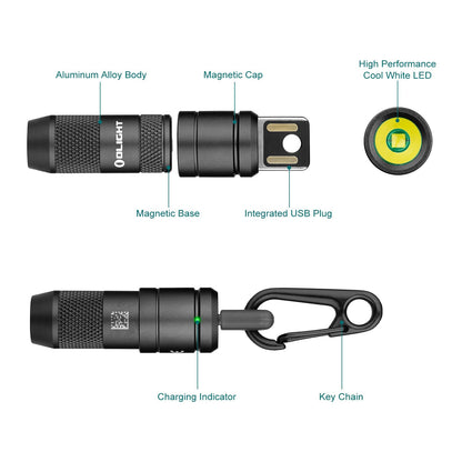 OLIGHT IMINI 2 EDC Rechargeable Keychain Flashlight, 50 Lumens Compact and Portable Mini LED Keyring Lights with Built-in Battery Ideal for Everyday Carry and Emergencies (Black)