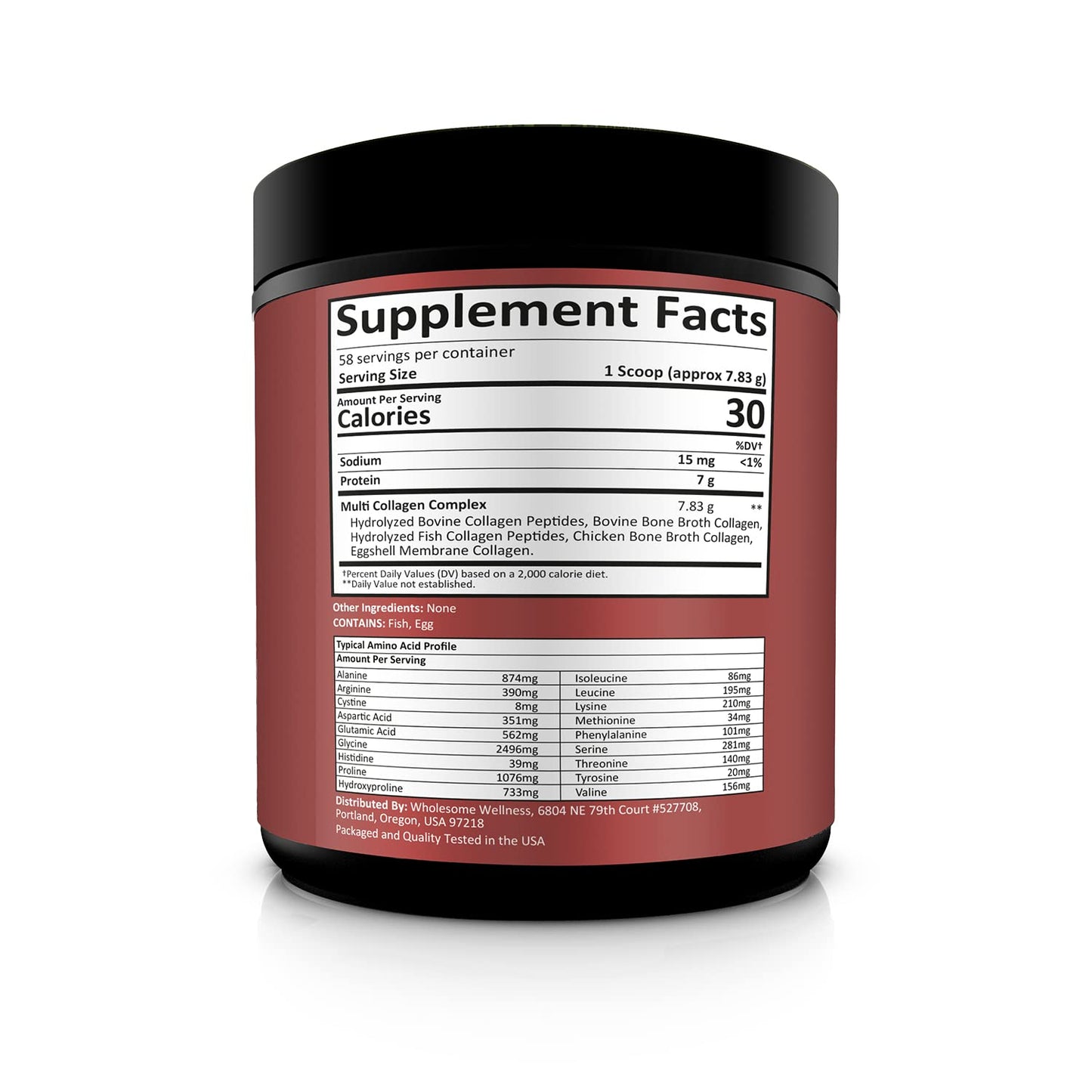 Multi Collagen Protein Powder Hydrolyzed (Type I II III V X) Grass-Fed All-in-One Super Bone Broth + Collagen Peptides - Premium Blend of Beef, Chicken, Wild Fish, Eggshell, 58 Servings, Unflavoured