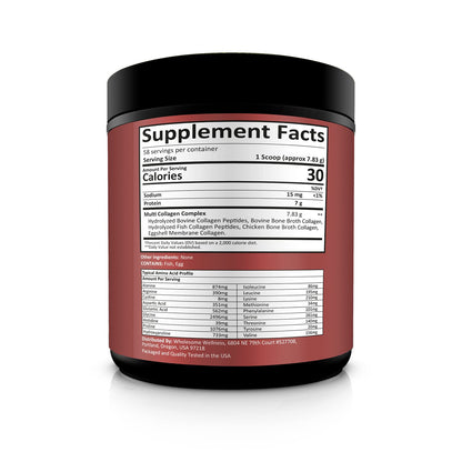 Multi Collagen Protein Powder Hydrolyzed (Type I II III V X) Grass-Fed All-in-One Super Bone Broth + Collagen Peptides - Premium Blend of Beef, Chicken, Wild Fish, Eggshell, 58 Servings, Unflavoured