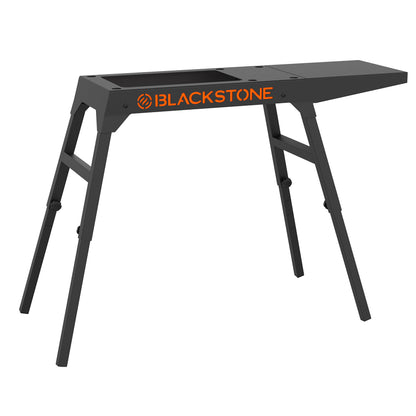 Blackstone 5013 Collapsible 17” and 22” Tabletop Griddle Stand with Adjustable Legs and a Removable Side Shelf, Powder Coated Steel, Black