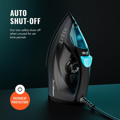 PurSteam Professional 1250W Steam Iron | Powerful Steamer with Burst of Steam & Spray | Non-Stick Soleplate, Easy Temperature Control & Auto Shut-Off