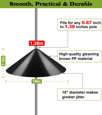 Ansionsol 19 Inch Wide Squirrel Baffle for Bird Feeder Pole, Outside Pole Mount Stopper & Bird House Guard for Outdoor Shepherd’s Hook, Black, 1 Pack