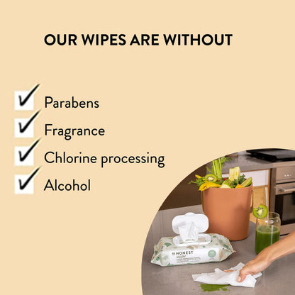 The Honest Company Clean Conscious Multi-Use Wipes | Hypoallergenic + Unscented for Sensitive Skin | Over 99% Water, Compostable, Plant Based, Baby Wipes | Geo Mood, 576 Count