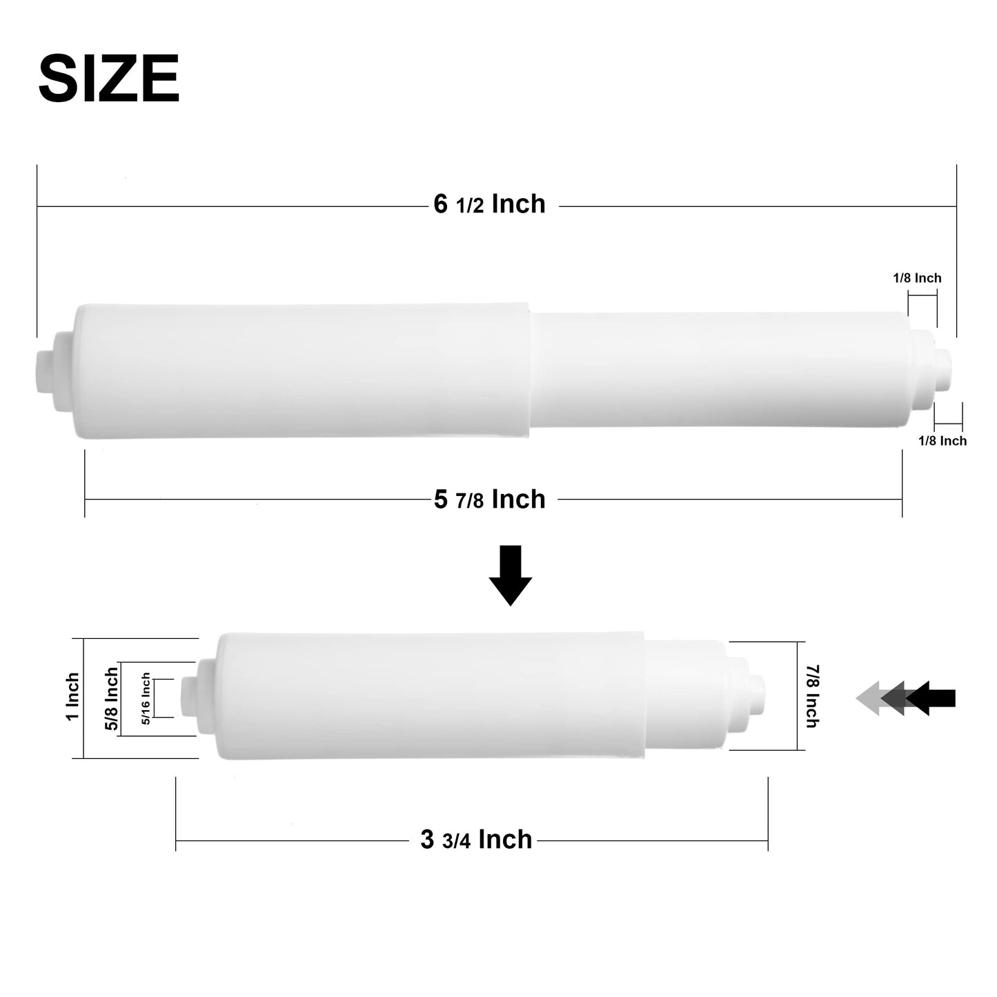 2 Pack - White Toilet Paper Holder Spring Loaded Roller Replacement Rod