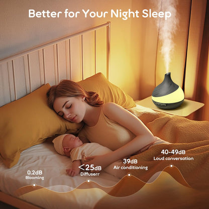 HJTHJT 500ML Essential Oil Diffuser: Aroma Diffuser with Remote Control for Hotel Spa Yoga Room - Humidifier with 14 Colors LED Night Light for Bedroom Home Relaxation (Ink Black)