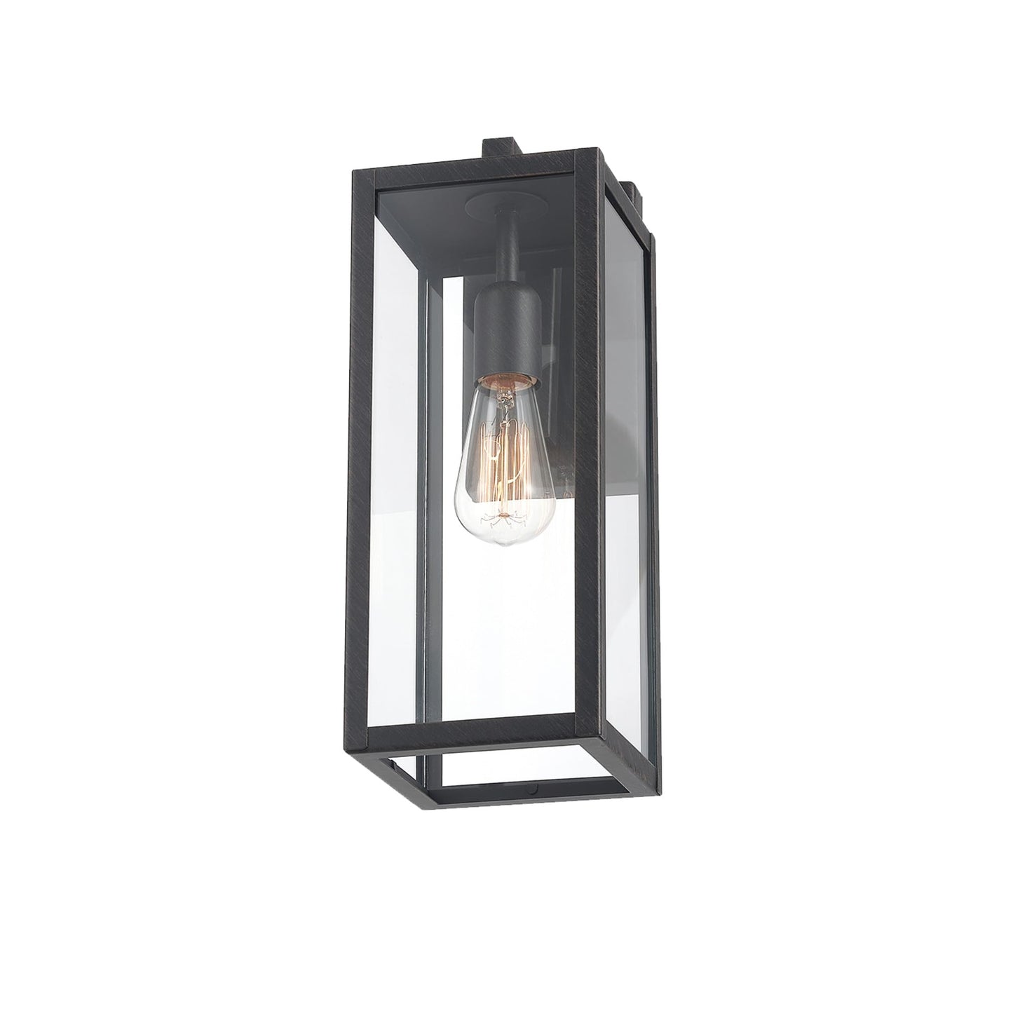 GLOBE Electric 44837 1-Light Outdoor Indoor Wall Sconce, Brushed Dark Bronze, Clear Glass Shade, Back Porch Lights, Front Patio, Garage Fixture, Exterior Lighting for House