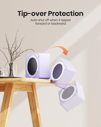 Gaiatop Mini Space Heater, Lightweight PTC Ceramic Fast Heating 500W Energy Efficient for Indoor Use, Overheating & 45° Tip-Over Protection, Portable Desk Electric Heaters for Office Home Purple