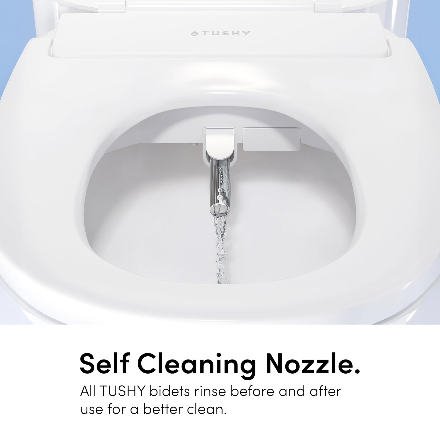 TUSHY Wave Non-Electric Bidet Toilet Seat | Sleek Elongated Design, Quick-Release for Easy Cleaning | DuoFlow Front & Rear Wash, Soft-Close Lid, Self-Cleaning Nozzle, 10-Min DIY Install, Platinum Knob