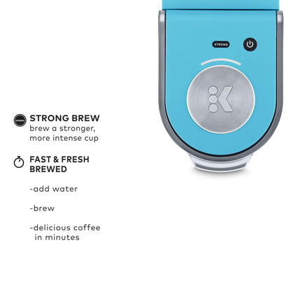 Keurig K-Mini Plus Single Serve K-Cup Pod Coffee Maker, with 6 to 12oz Brew Size, Stores up to 9 K-Cup Pods, Travel Mug Friendly, 1500 watts, Cool Aqua