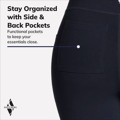 Skechers Women's Go Walk High Waisted Pant Joy – 4-Way Stretch, Moisture-Wicking, Layered Waistband, Black, Medium