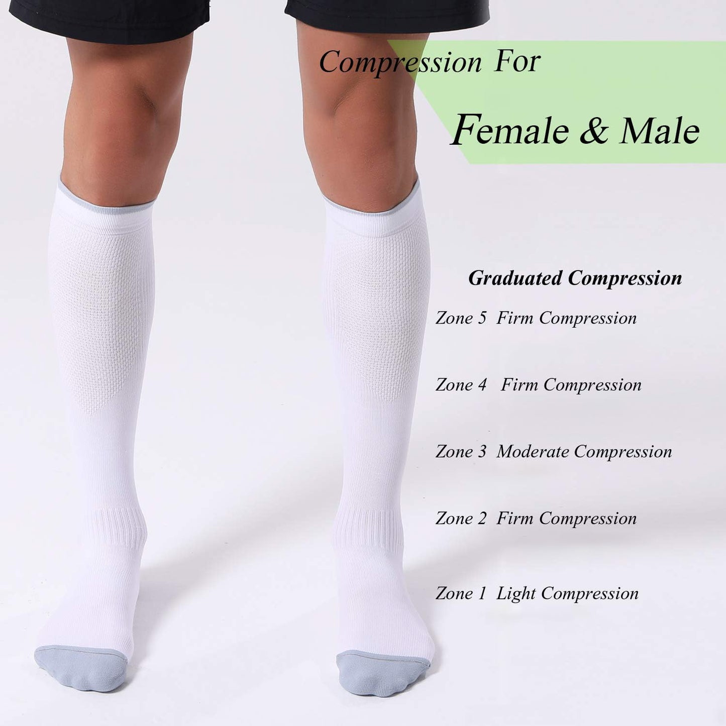 FITRELL 3 Pairs Compression Socks for Women and Men 20-30mmHg- Circulation and Muscle Support Socks for Travel, Running, Nurse, Knee High Socks, Medical Black+White+Grey S/M