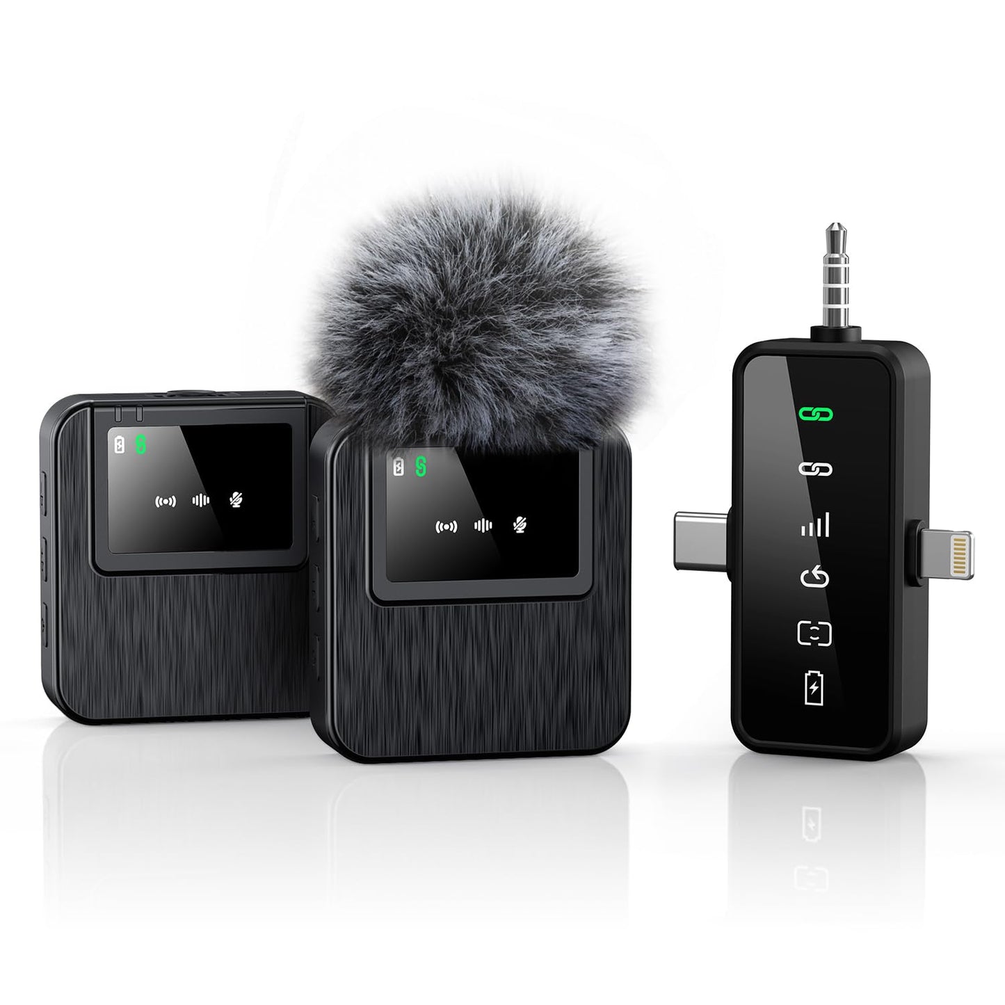 BAILIXIN 3-in-1 Mini Microphone for iPhone, Android, Camera - 328ft Long Range, 20H Battery Life, Wireless Microphones, Lapel Mic with AI Noise Reduction for Video Recording, YouTube, TikTok