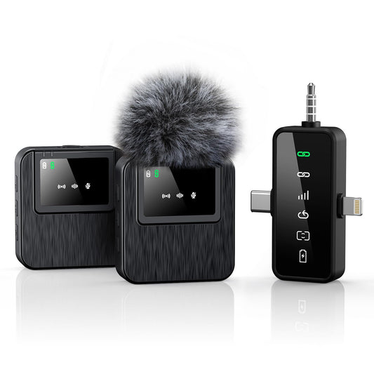 BAILIXIN 3-in-1 Mini Microphone for iPhone, Android, Camera - 328ft Long Range, 20H Battery Life, Wireless Microphones, Lapel Mic with AI Noise Reduction for Video Recording, YouTube, TikTok