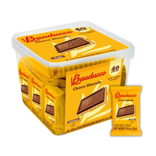 Bauducco Choco Biscuit Cookies – Crispy Chocolate-Covered Biscuits, Individually Wrapped for Snacking, Dessert, and Lunch Boxes, 25.3 oz (Pack of 40)