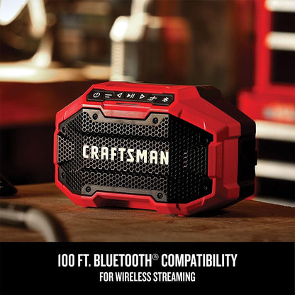 CRAFTSMAN V20 Wireless Portable Bluetooth Speaker, Tool Only (CMCR001B), Red