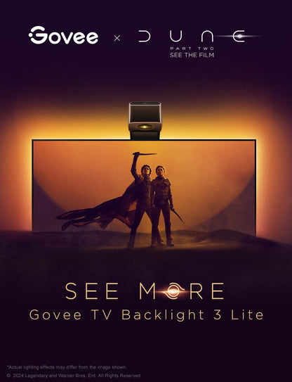 Govee TV Backlight 3 Lite with Fish-Eye Correction Function Sync to 55-65 Inch TVs, 11.8ft RGBICW Wi-Fi TV LED Backlight with Camera, 4 Colors in 1 Lamp Bead, Voice and APP Control, Adapter