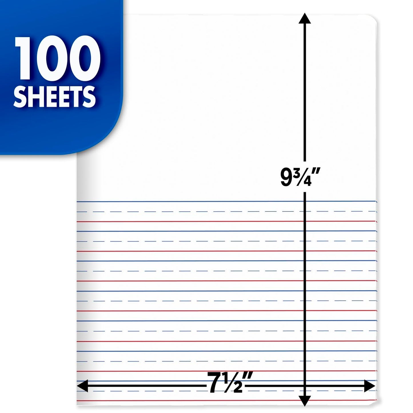 Mead Primary Journal, Half Page Ruled, Grades K-2, 7 1/2" x 9 3/4", 100 Sheets, 1 Count, Color Will Vary (10297)