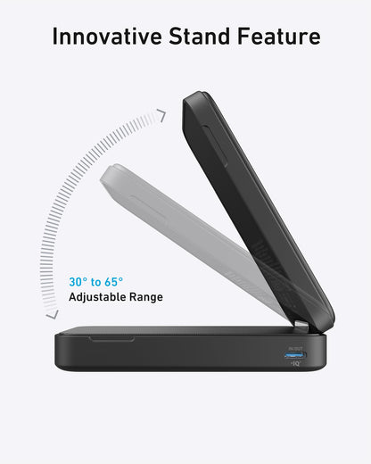 Anker Power Bank, Certified 15W Ultra-Fast MagSafe-Compatible Portable Charger, 6,600mAh Battery Pack with Adjustable and Foldable Stand, for iPhone 15/14/13 Series (USB-C Cable Included)