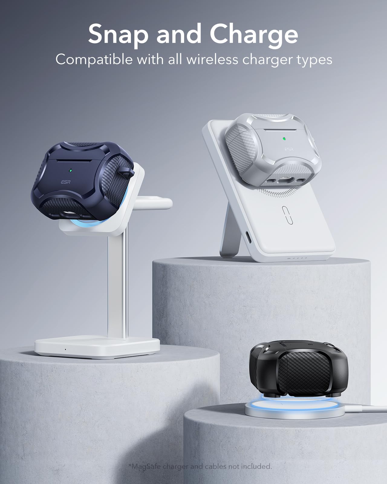 ESR for AirPods Pro 3 Case (2025), Compatible with Airpods Pro 3rd Generation Case (USB-C Cable), Magnetic Lid, MagSafe Ready, Powerful Drop Protection, Cyber Series, Black