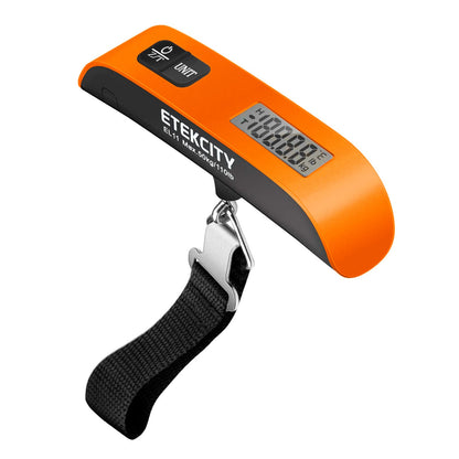 Etekcity Luggage Scale, Travel Essentials, Digital Weight Scales for Travel Accessories, Portable Handheld Scale with Temperature Sensor, Rubber Paint, 110 Pounds, Battery Included,Orange