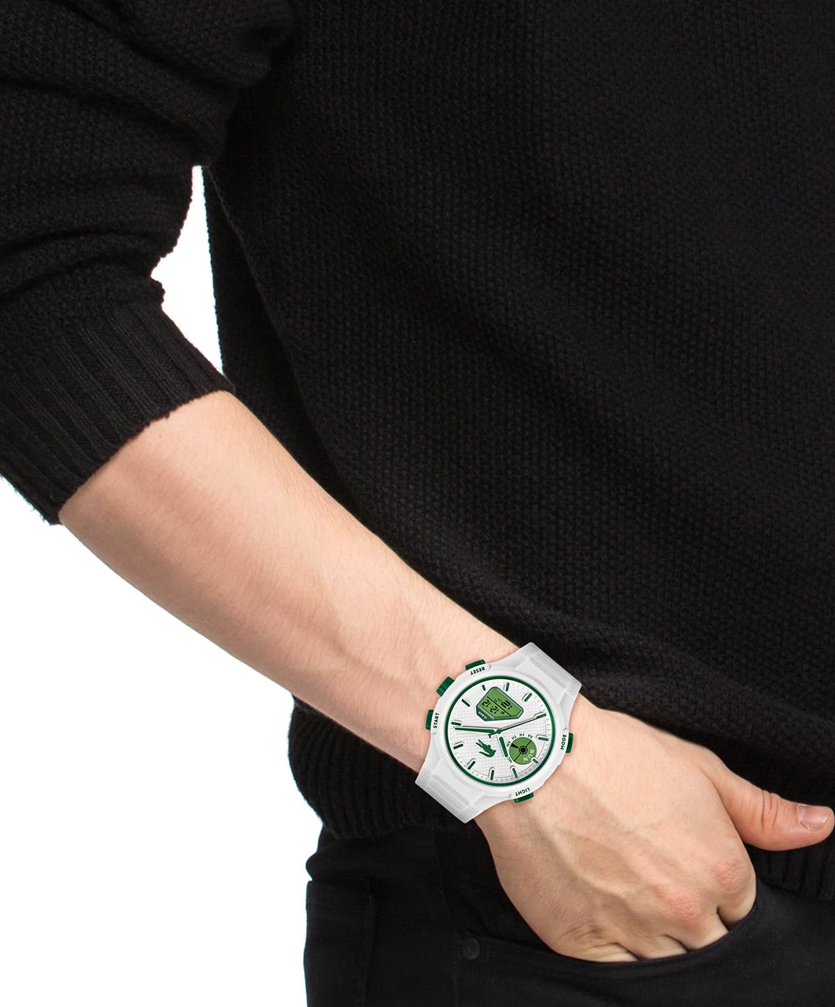 Lacoste LC33 Men’s Analog-Digital Watch – 45mm Sporty Fashion Timepiece with Silicone Strap, 10ATM Water Resistance – Gift for Him