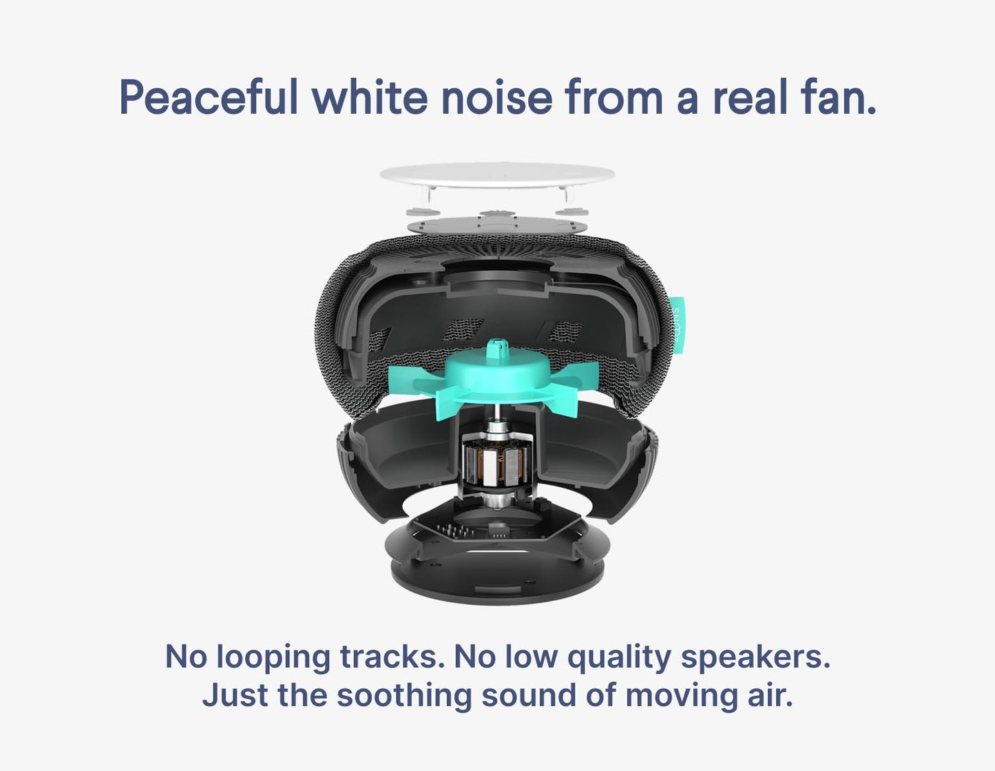 SNOOZ Smart White Noise Sound Machine - Real Fan Inside for Non-Looping White Noise, Sleep Aid for Adults, Travel, Sleeping, Bedroom, Portable, Baby Registry Essential - Cloud