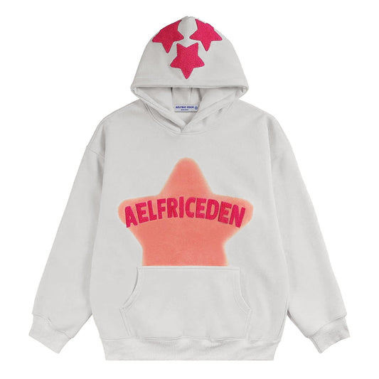 Aelfric Eden Womens Graphic Hoodies Pink Star Print Hoodie Unisex Oversized Hoodies Long Sleeve Pocket Pullover