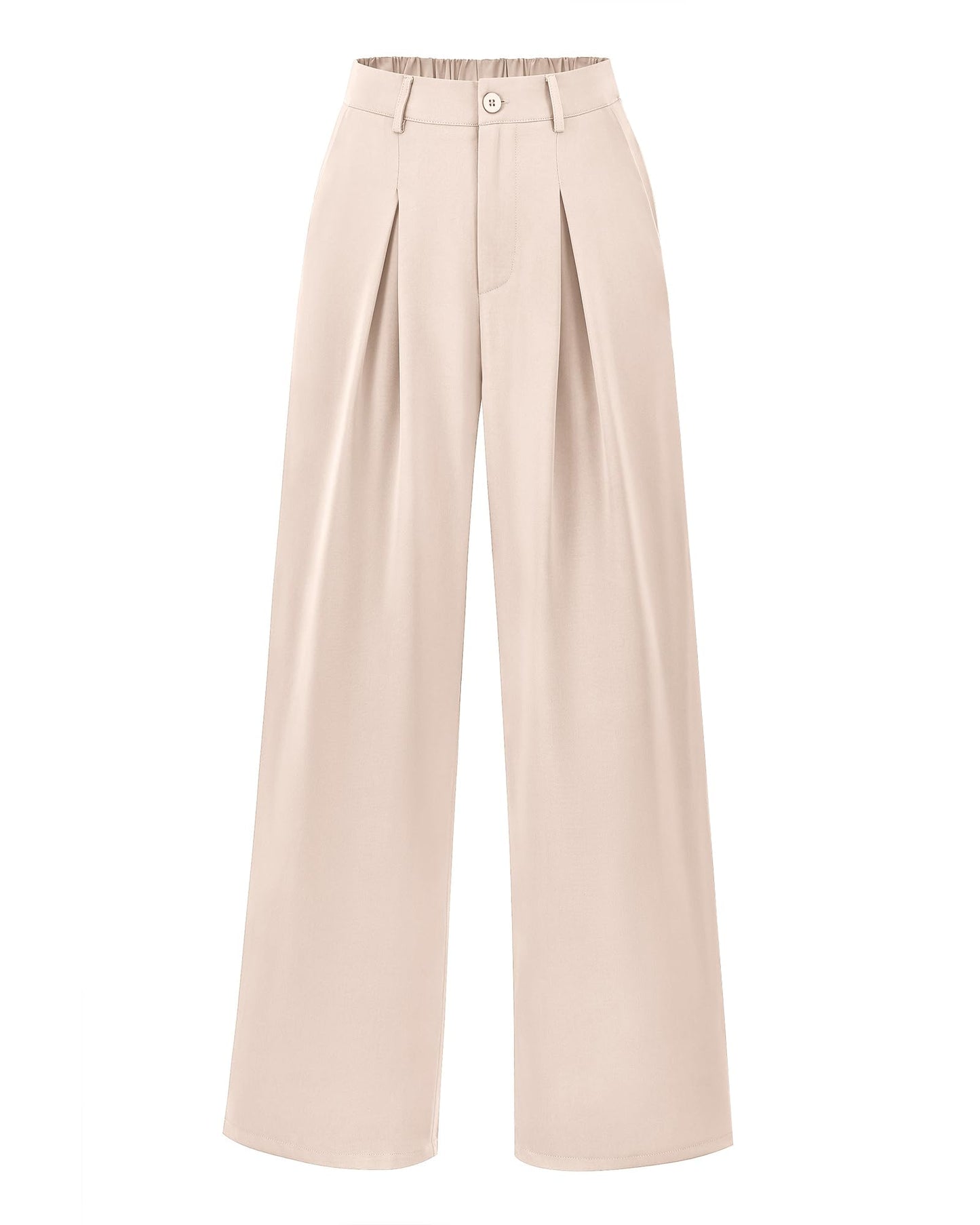 BTFBM Women High Waist Palazzo Pants Casual Wide Leg Trousers Button Down Loose Work Office Business Suit Pant Pockets(Solid Beige, Small)