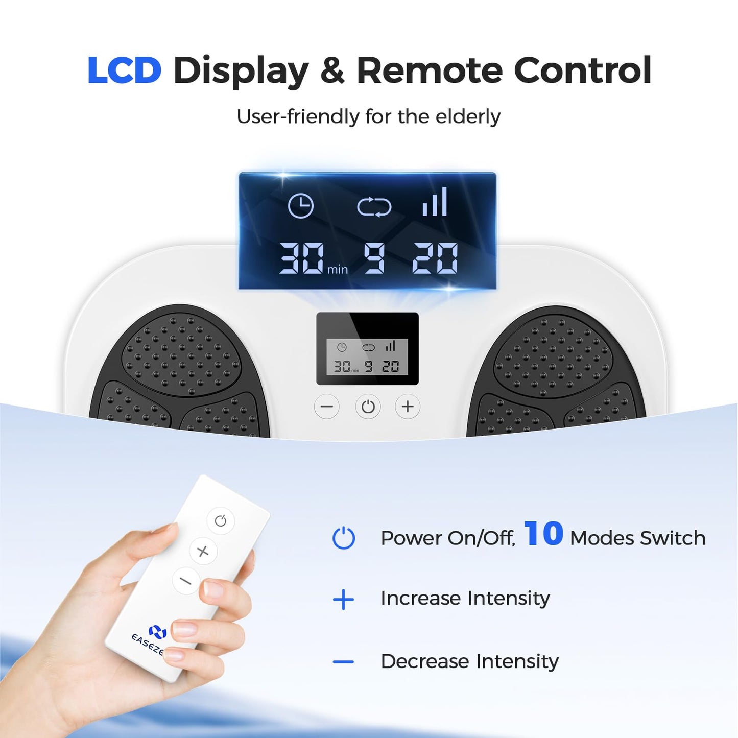 EaseZen Foot Massager for Neuropathy, Rechargeable TENS EMS Foot Stimulator with 10 Modes 20 Intensities, Feet Circulation Stimulator for Neuropathy, Plantar Fasciitis, Gifts for Mom Dad