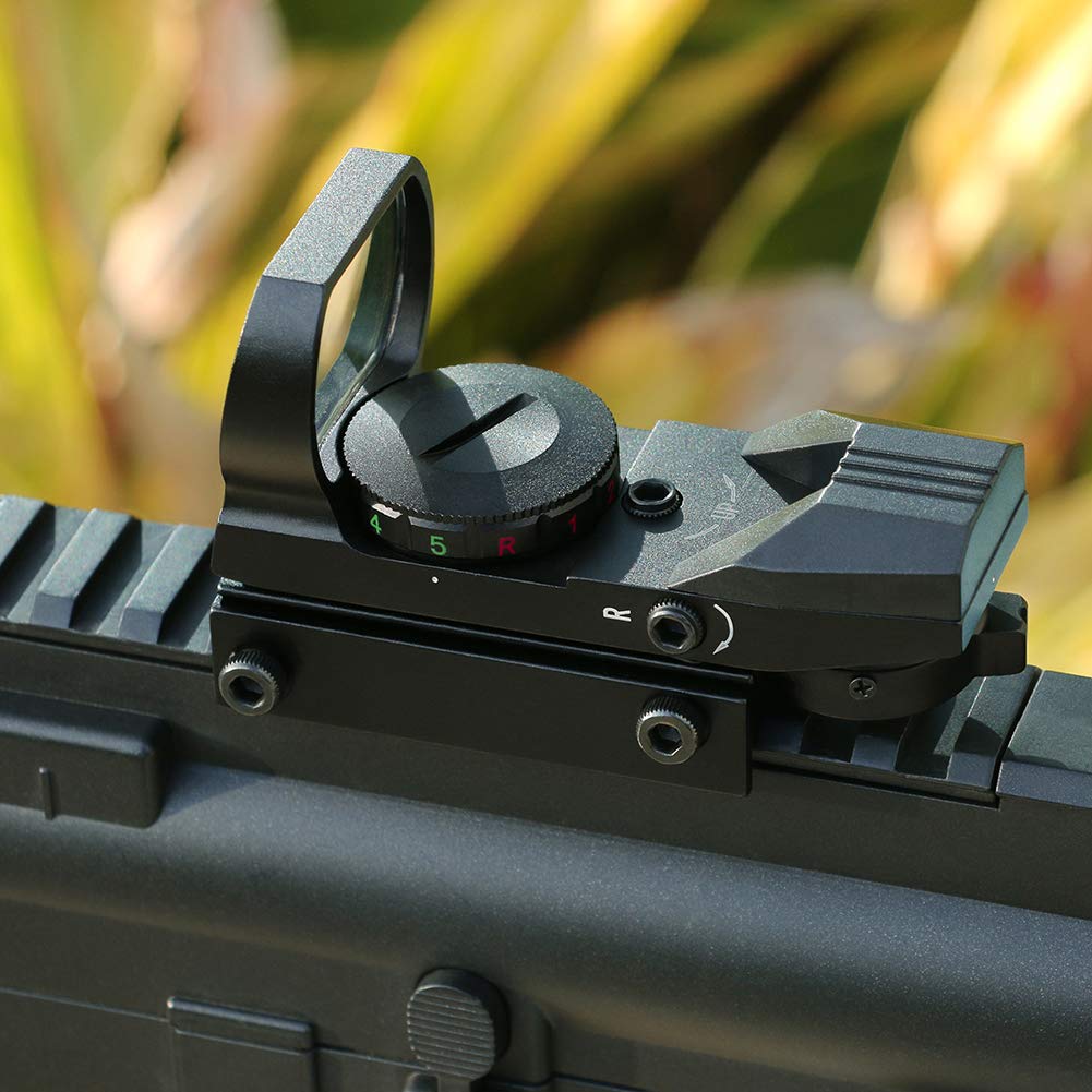 Feyachi Reflex Sight - Adjustable Reticle (4 Styles) Both Red and Green in One Red Dot Sight