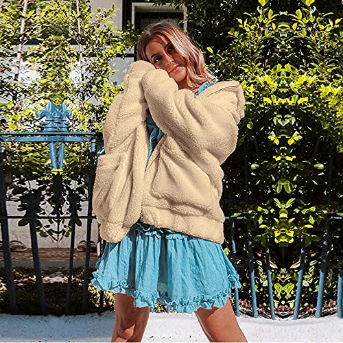 PRETTYGARDEN Women's Fashion Winter Coats Sherpa Fleece Faux Fur Shearling Oversized Trendy Jackets Warm Outerwear Clothing (Style One Apricot,Medium)