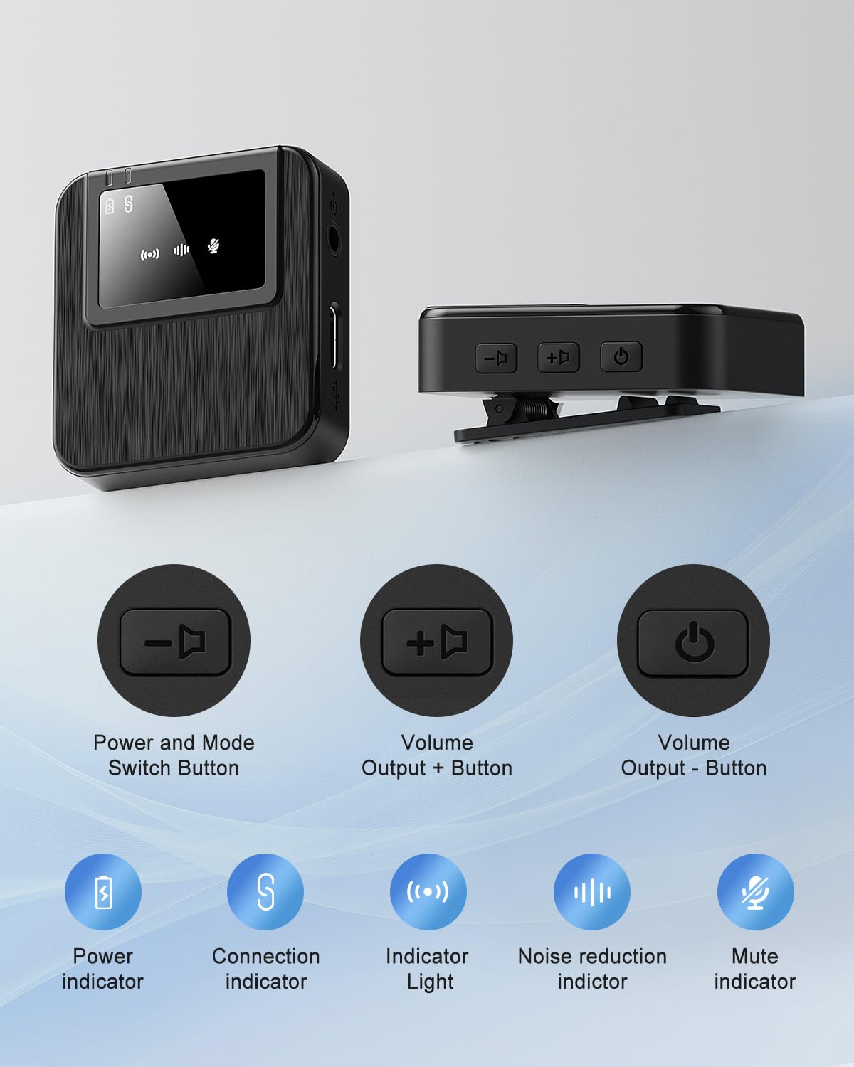 BAILIXIN 3-in-1 Mini Microphone for iPhone, Android, Camera - 328ft Long Range, 20H Battery Life, Wireless Microphones, Lapel Mic with AI Noise Reduction for Video Recording, YouTube, TikTok