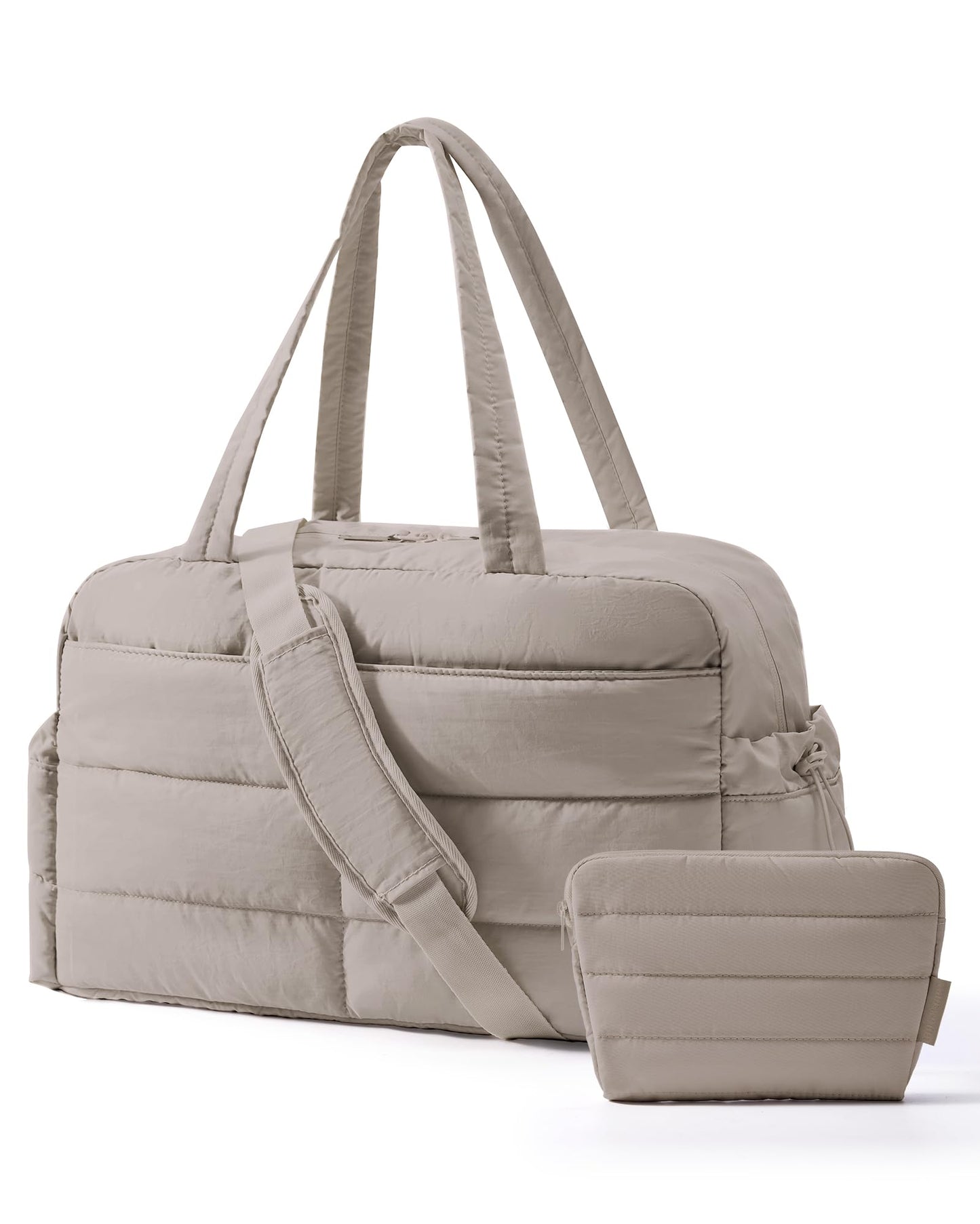 BAGSMART Gym Bag for Women with Toiletry Pouch, Lightweight Weekender Bags for Women with Wet Pocket, 31L Quilted Travel Duffle Carry On Bag, Weekender Overnight Bag for Travel,Water Resistant, Camel