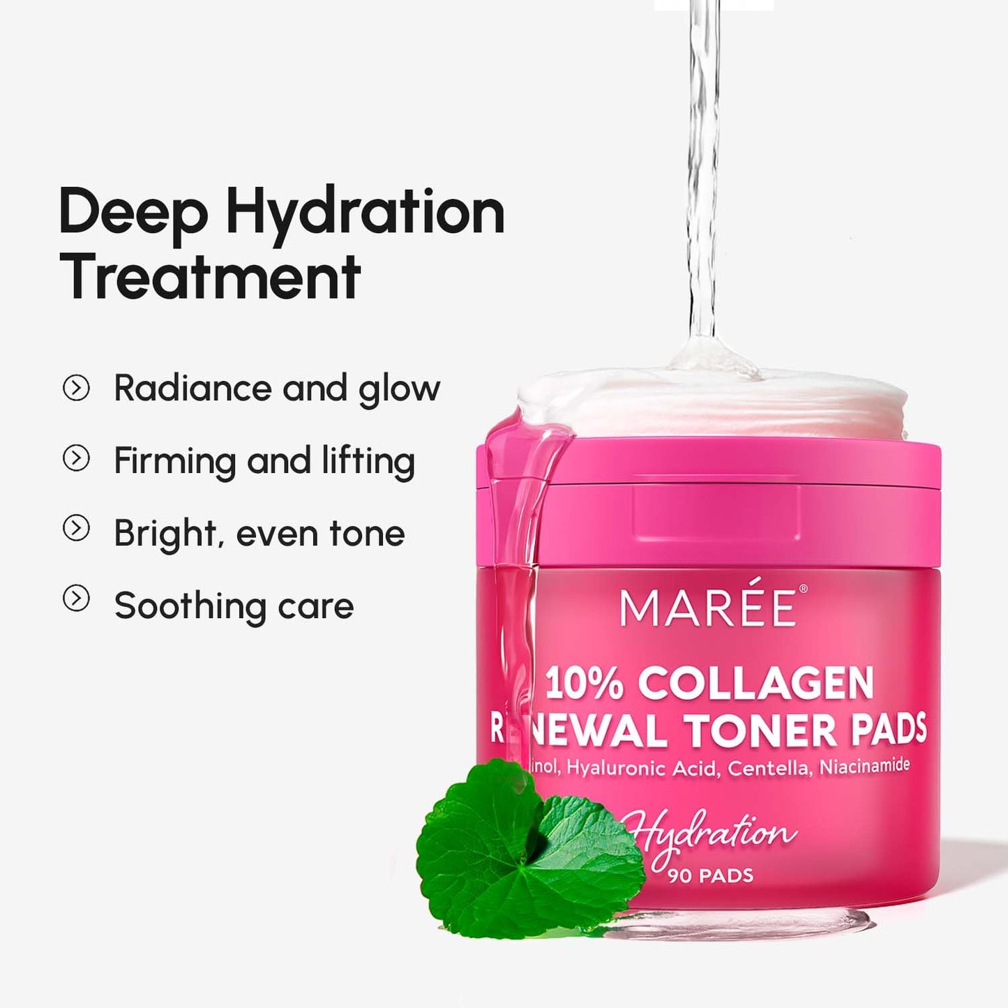 MAREE Collagen Acne Clearing Polishes - Toner Pads with Retinol - Minimizing Wrinkle Zero Pore Pads - Hydrating Toning Collagen Pad with Retinol & Centella Device - Anti Aging Brightening Wipes