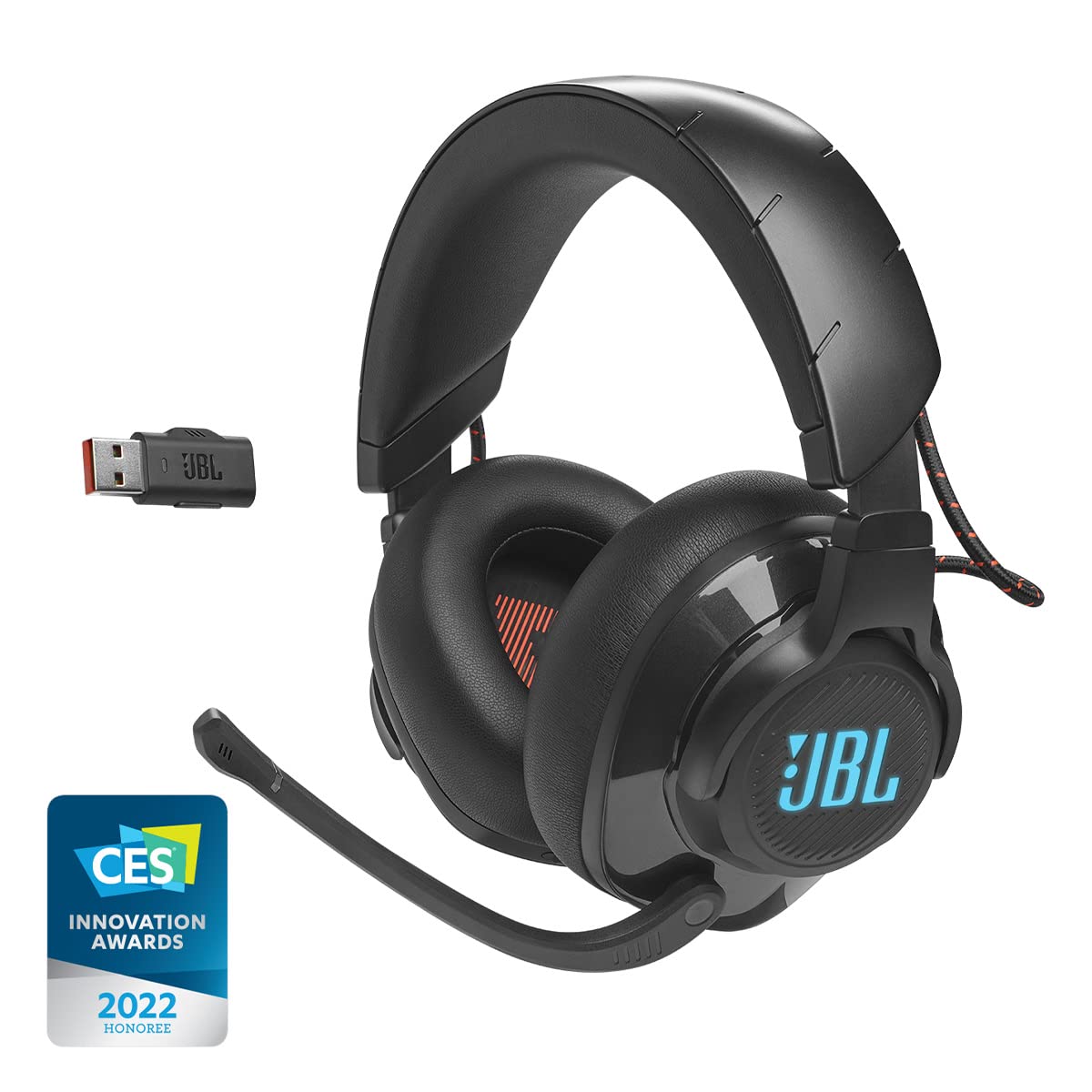 JBL Quantum 610 Wireless 2.4GHz Headset: 40h Battery, 50mm Drivers, PC Gaming and Console Compatible, Black, Medium