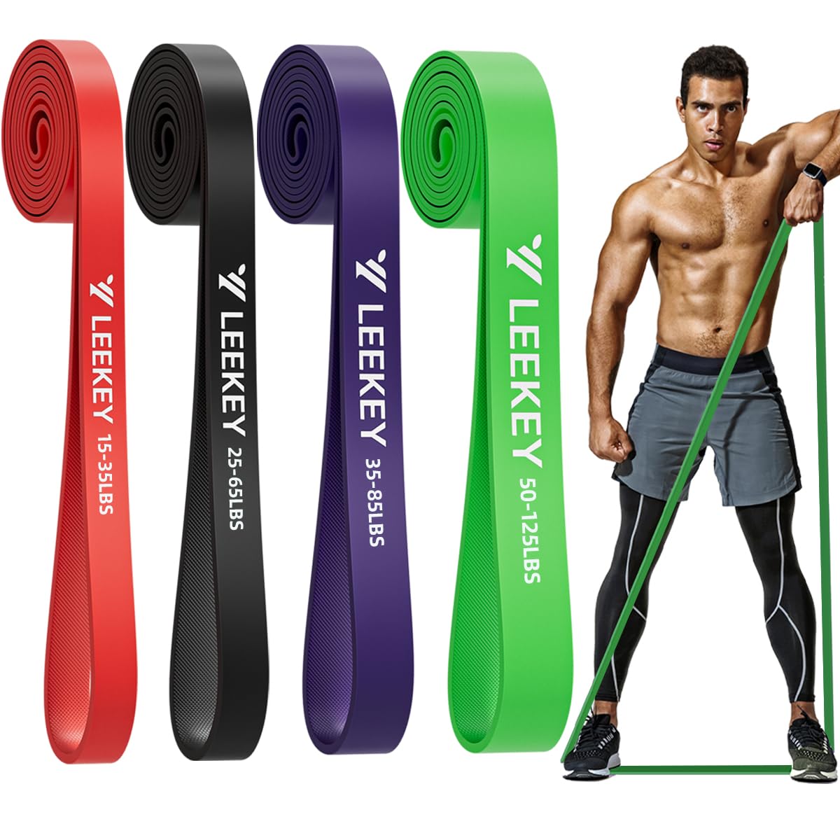 LEEKEY Resistance Bands, Exercise Bands Pull Up Assist Bands - Workout Bands Set - Mobility Band Powerlifting Bands for Men and Women Fitness Training, Physical Therapy,Home Workouts