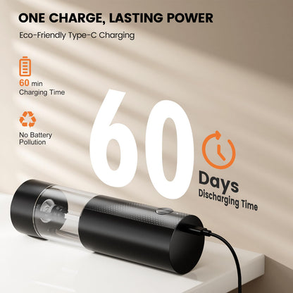 Electric Salt and Pepper Grinder Set - Rechargeable Automatic Salt and Pepper Shakers, Kitchen Appliances with External Adjustable Coarseness, Larger Hopper for Cooking, Home Gifts(2 Pack,Black/Black)