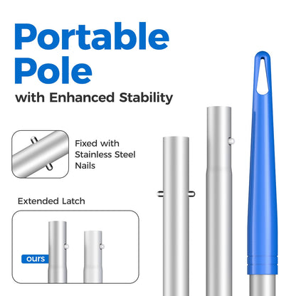 Mowend Swimming Pool Skimmer Net Total Length 57 inches, Leaf Rake Net with 4 Section Telescopic Aluminum Pole for Fast Cleaning Ponds, Hot Tub, and Spas, Pool Cleaner Supplies and Accessories