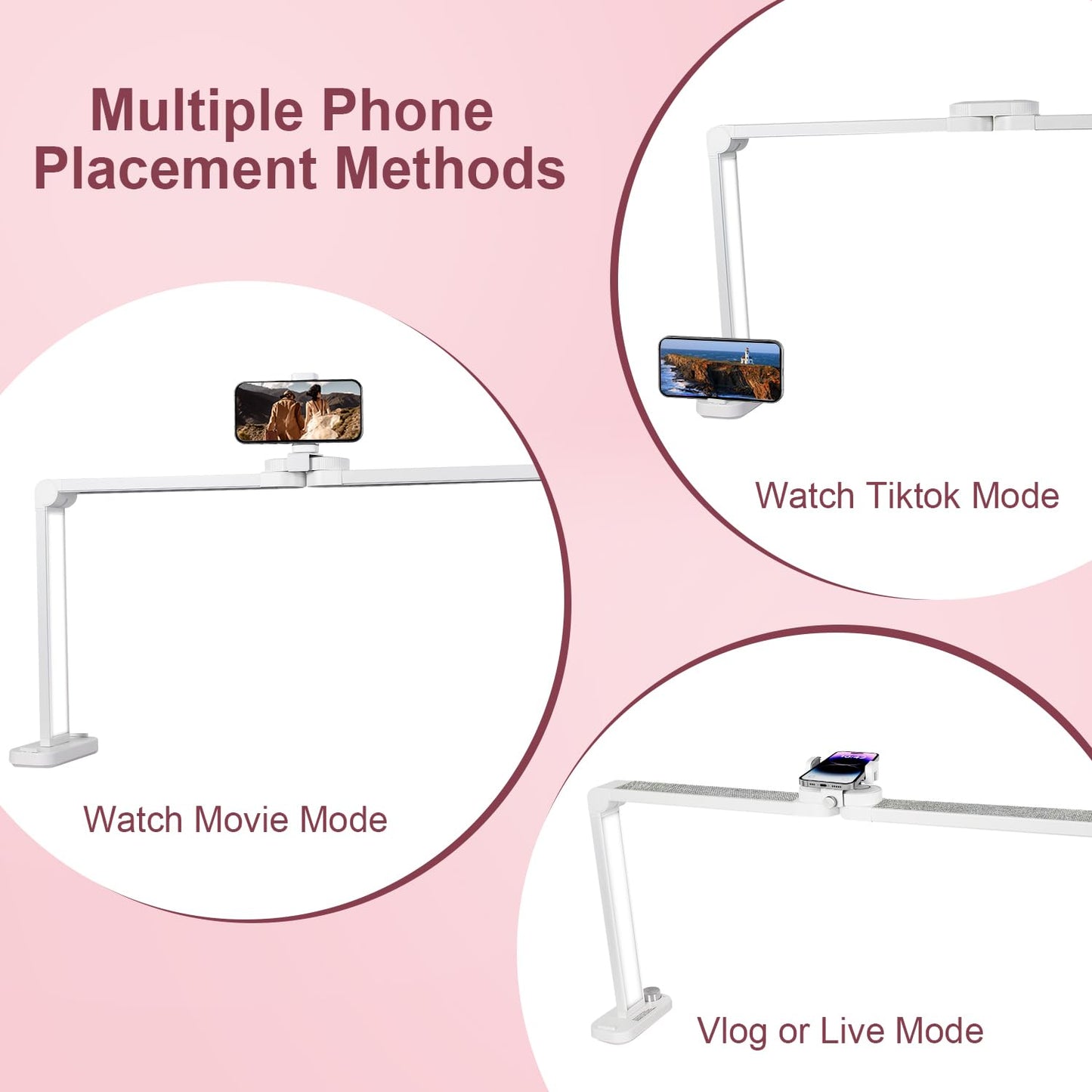 iVict Nail Desk Lamp, 34" Nails Tech Light with Phone Stand, 0-100% Adjustable Brightness, 3000K-6000K Color Temperature Led Desk lamp for Nail, Tattoos, Eyebrows, Beauty(Diamond, Large)