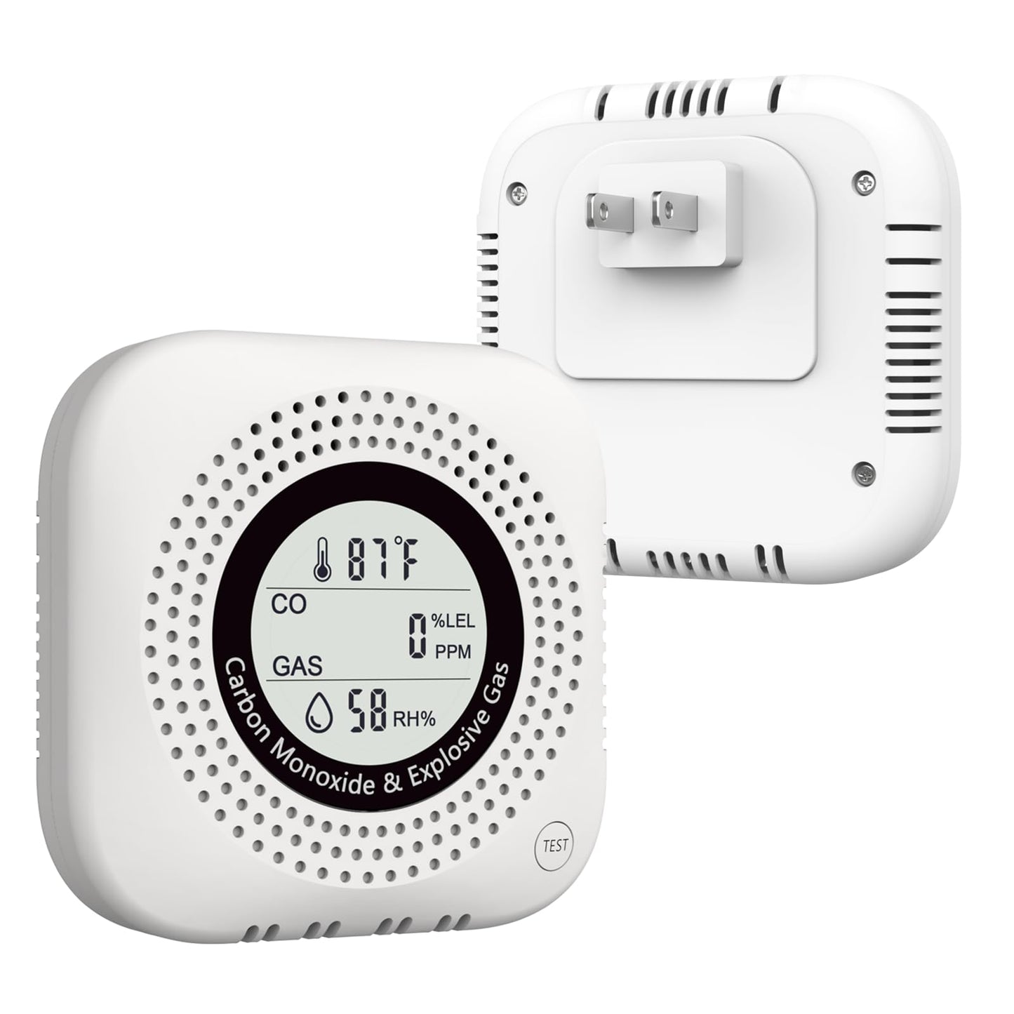 4-in-1 Upgraded Natural Gas Leak Detector and Carbon Monoxide Detectors,Carbon Monoxide Detectors Plug in with Temperature & Humidity Monitor CO Methane Propane Alarm for Home RV Hotel (White)