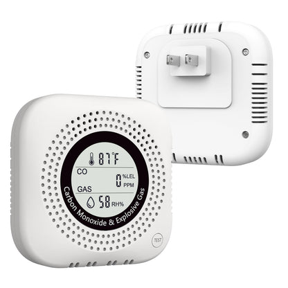 4-in-1 Upgraded Natural Gas Leak Detector and Carbon Monoxide Detectors,Carbon Monoxide Detectors Plug in with Temperature & Humidity Monitor CO Methane Propane Alarm for Home RV Hotel (White)