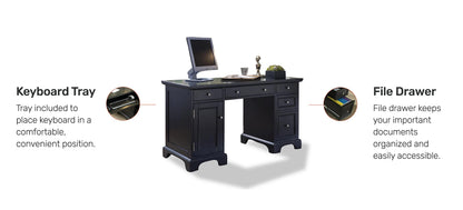 Homestyles Bedford Black Pedestal Desk