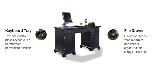 Homestyles Bedford Black Pedestal Desk