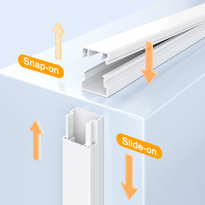Delamu 56.7in Cord Hider, Cord Covers for Mini Wire on Wall, Paintable Cable Hider Wire Covers for Cords, Self-Adhesive Cable Cover Management, Easy Set-up Wires Hiders for TV, W0.55 H0.4in, White