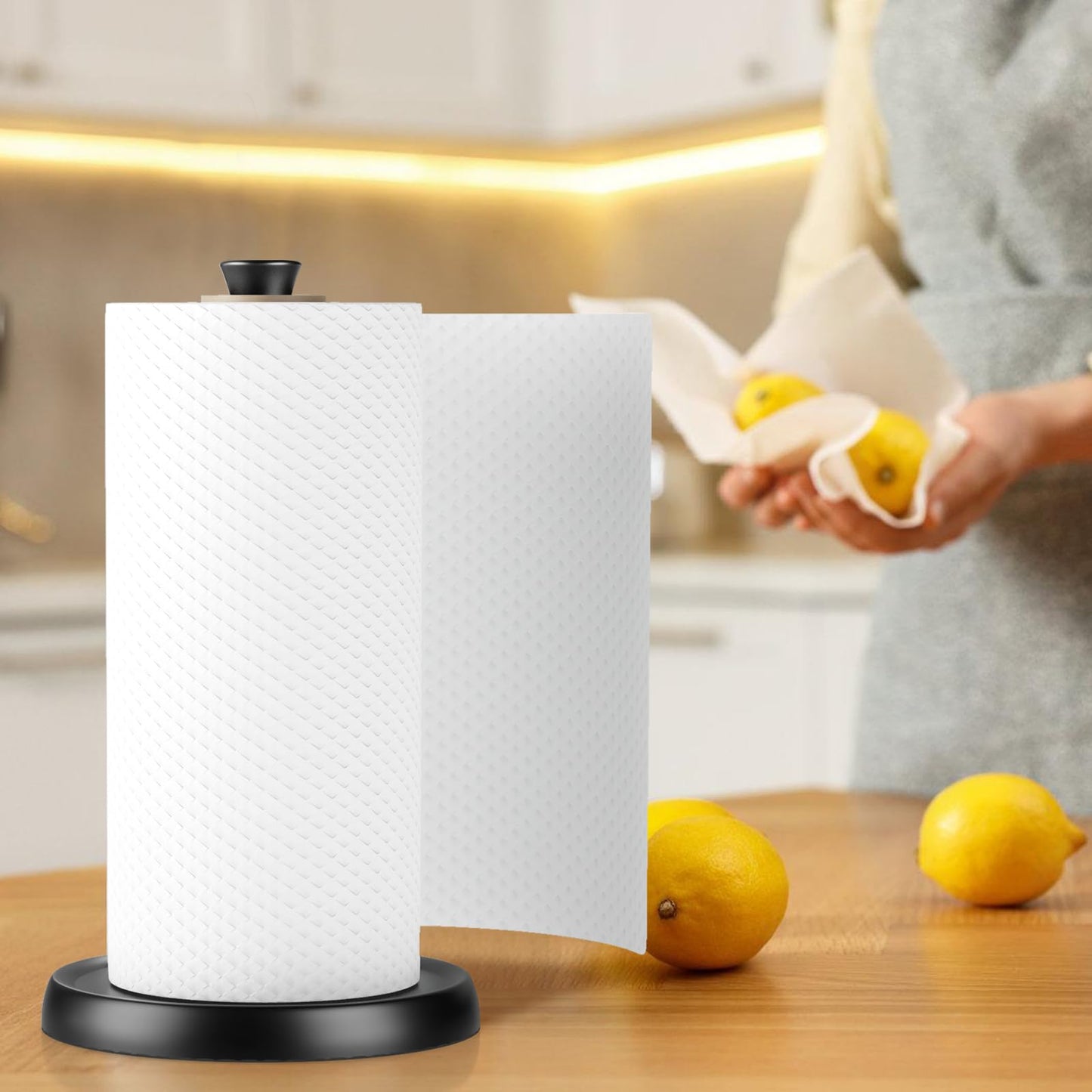 Countertop Paper Towel Holder, Premium Stainless Steel Kitchen Roll Holder with Double Ratchet Mechanism - Decorative for Kitchen, Bathroom, Farmhouse